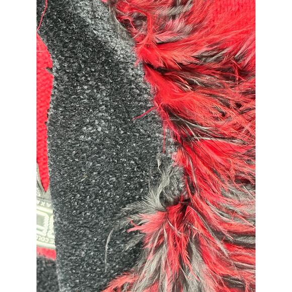 Berek Vintage Animal Print Red Cardigan Furry Accents size S - Picture 5 of 11